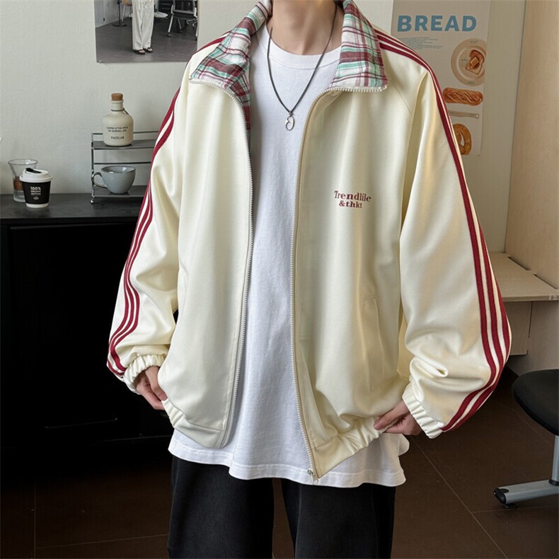 2025春季新款港风夹克衫三条杠拼色棒球冲锋衣外套6020-P60控98,男装夹克,星座207