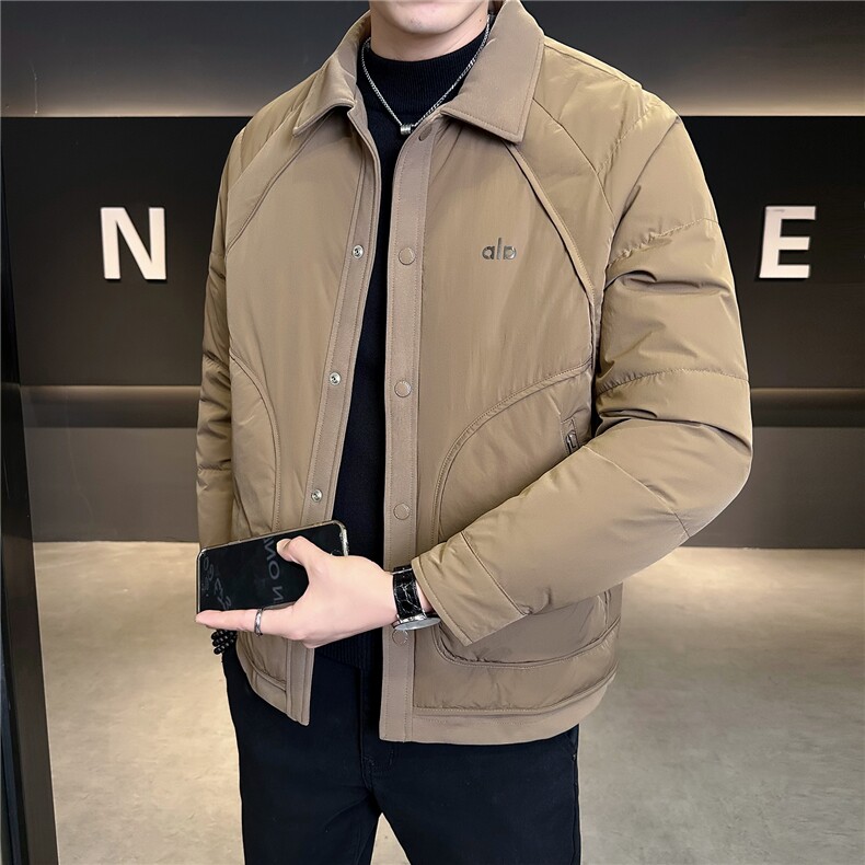 M-4XL B353 9829 P185 咖色2025翻领衬衫款轻薄冬季男羽绒服外套图片