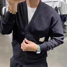 欧货短款工装夹克男大v领设计感单排扣长袖卫衣开衫法式通勤外套，男装夹克，星座506A