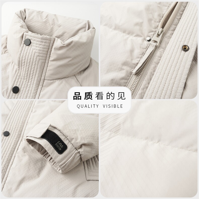 冬季白鸭绒立领羽绒服商务休闲男士短款加厚保暖防寒潮服男外套,男装羽绒服,钱塘6003（原4033）