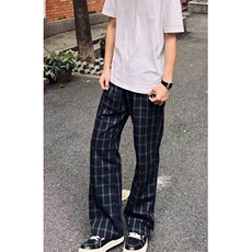 网图！美式复古格子裤基础款弯刀百搭休闲裤-EX50885-特批30，男装休闲裤，电商A061