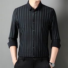 H60186钱塘2020-3中年男士时尚休闲简约商务长袖衬衣货稳P70，男装衬衫，钱塘207-3