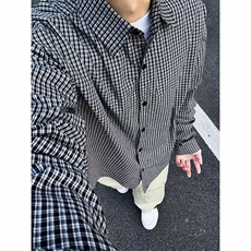 杭州出货~3色高品质纯棉格子长袖衬衫春季宽松休闲衬衣C2503特P37，男装衬衫，星座1004-6