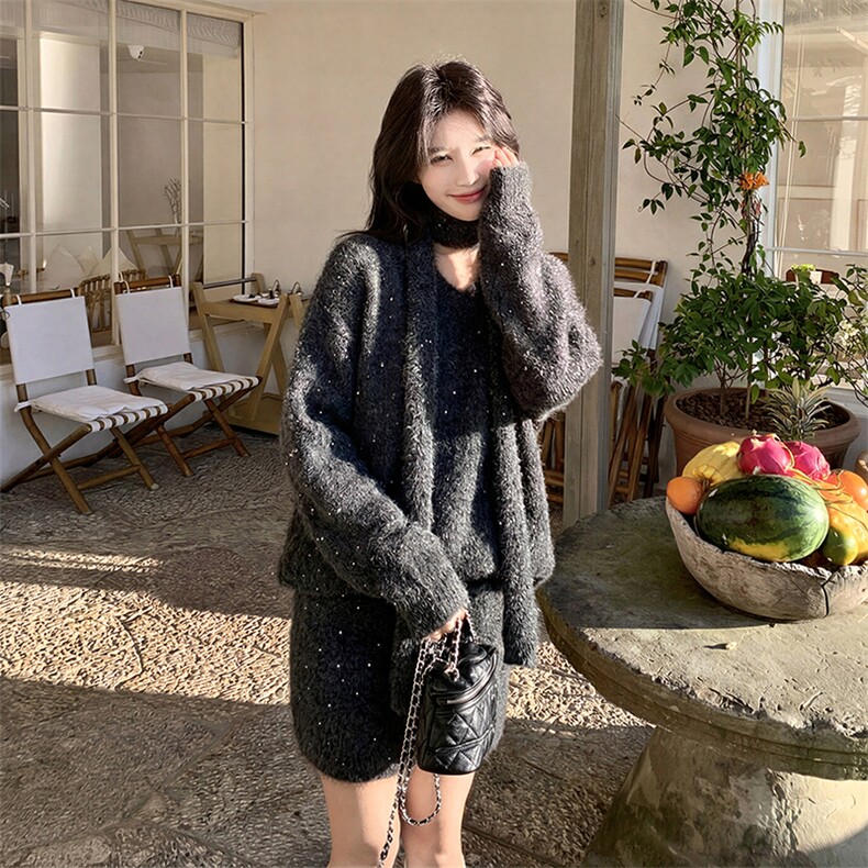 现货【新款】休闲毛衣套装,女装套装/套裙,网红馆