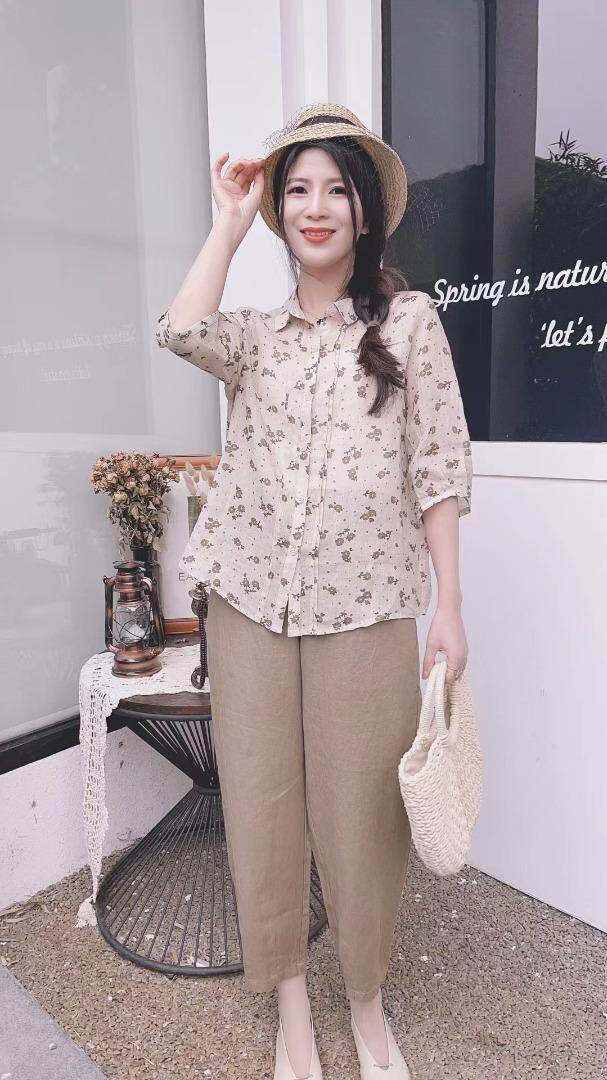 纯苎连衣裙小衫裤子裙子衬衣 时尚风 风淑女风休闲风，女装连衣裙，川哲