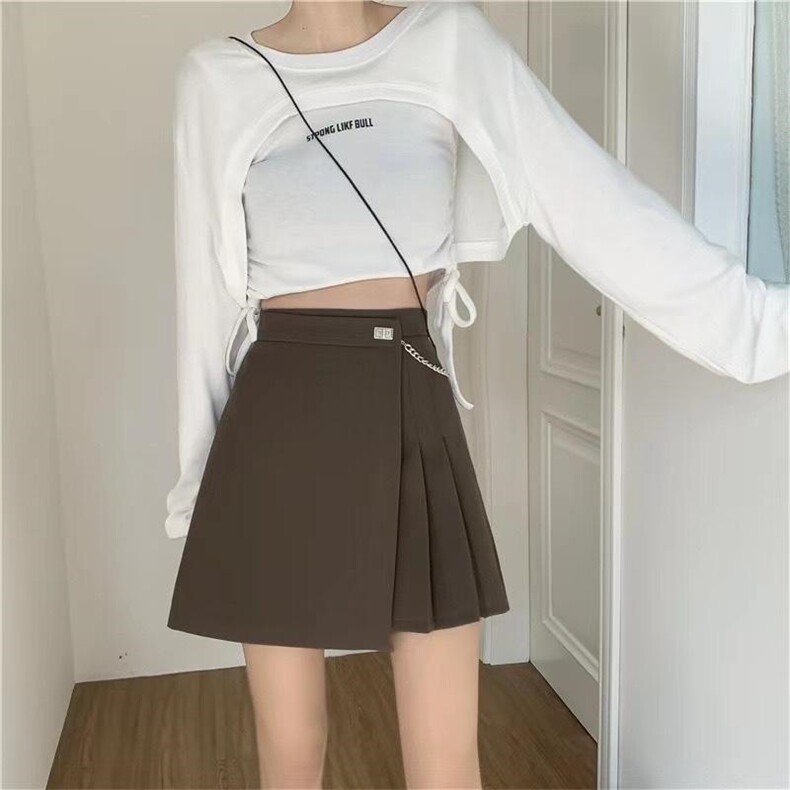 压折半裙，女装半身裙，精典蓝月