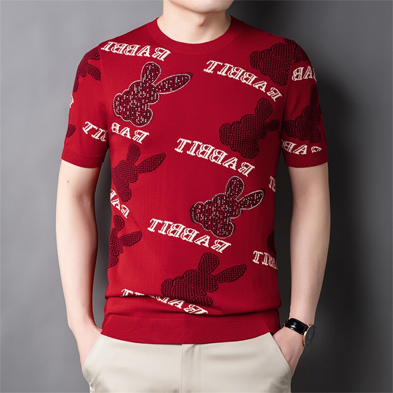 中青年男士短袖t恤时尚休闲夏季2023新款打底衫上衣服圆领体恤男图片