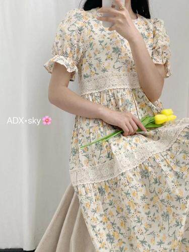 夏季碎花棉麻连衣裙，女装连衣裙，奥帝秀