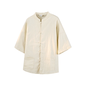 8XL-M 风大码夏短袖衬衫男外套棉麻七分袖上衣CS505P60控78图片