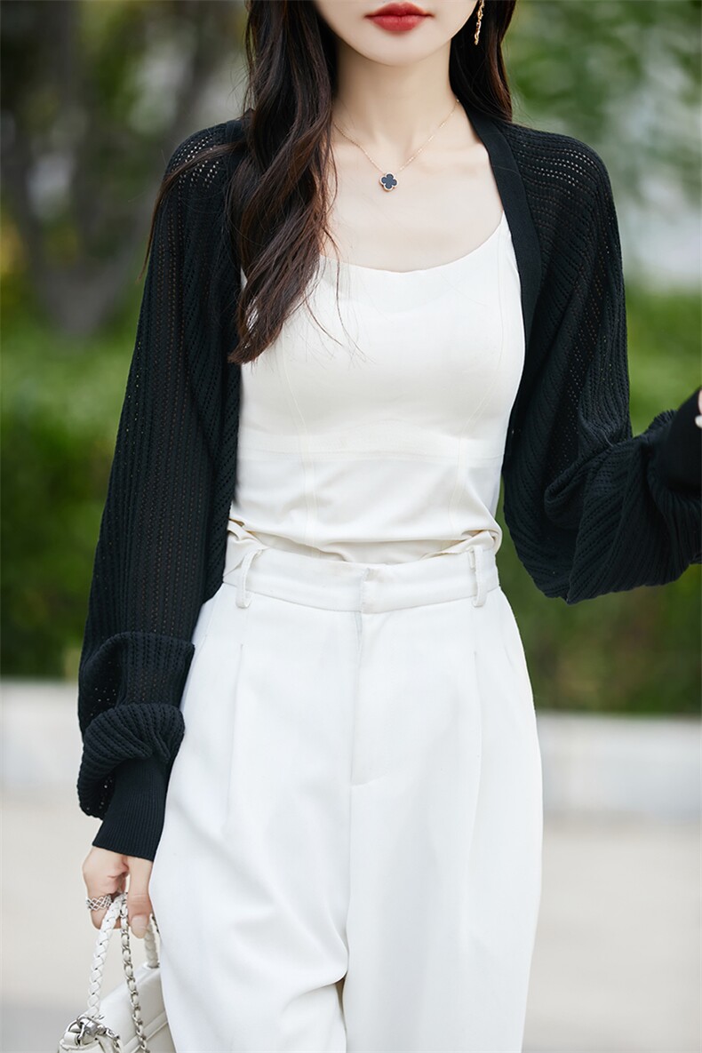 针织开衫薄款女小披肩防晒2025新款长袖镂空蝙蝠袖开衫连衣裙外搭,饰品披肩,斯美雅安迪绒