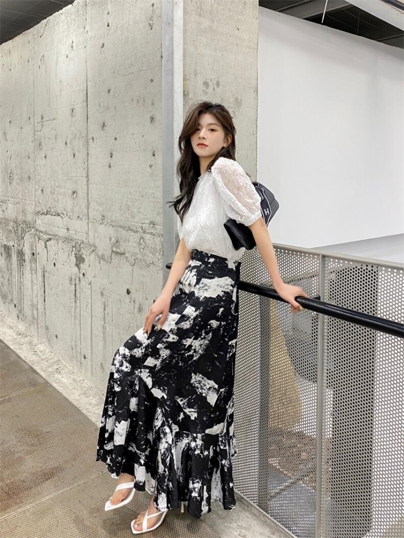 YCJ雪纺缎面半裙，女装半身裙，YCJ