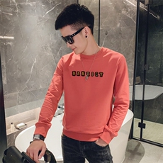 红色2023秋装社会小伙修身印花圆领卫衣男潮W042-P48控价68，男装卫衣，电商A108