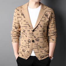 春秋季男士针织开衫春装中年爸爸休闲时尚印花外套2023新款，男装卫衣，电商B212（原钱塘6029）