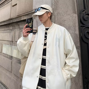 棒球服外套男vintage美式烫钻刺绣高级感痞帅宽松休闲飞行员夹克图片