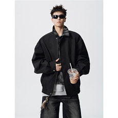现货WT3306-P78特控138M-5XL美拉德复古棕色假两件拉链夹克外套，男装夹克，电商D232