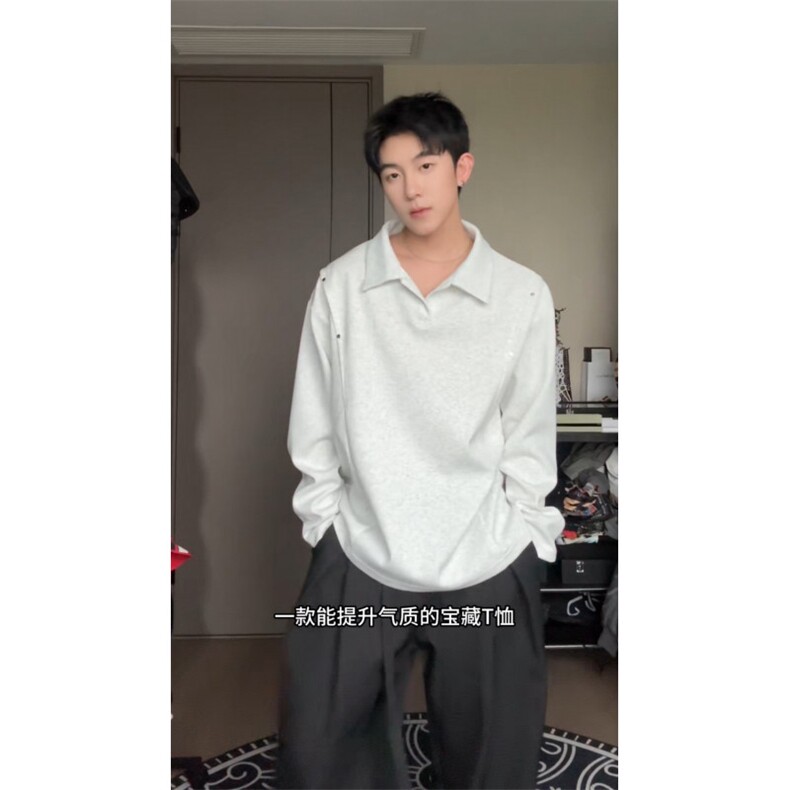 加绒加厚polo衫卫衣美式cleanft套头衫504-T504-特P28（加绒P33）,男装Polo衫,星座504