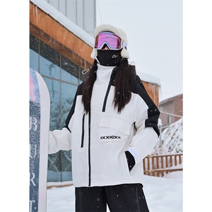 冬单板双板连帽防风袖拼色防水防风保暖滑雪服男女同款HF57-P175图片