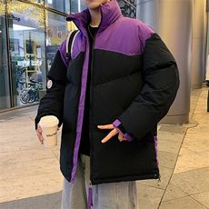港风潮牌新款拼色立领棉服潮流保暖棉衣M071-P85控118，男装棉衣，星座717
