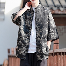 风新款现货2025夏季新中式提花中袖衬衫A021-T2561-P65控88，男装衬衫，电商A021