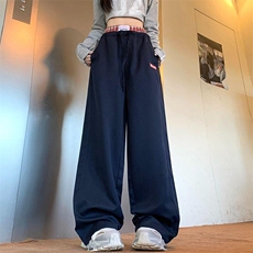 复古格子拼接假两件休闲裤女春秋季双腰头运动阔腿裤KA204，男装休闲裤，星座1116A（原606A-3）