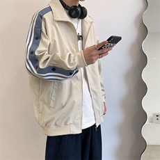 宽松百搭ins港风秋季潮牌学生休闲潮流条纹棒球服外套W605-P42，男装卫衣，星座512-2