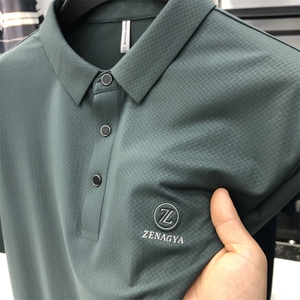 polo衫中年商务休闲男装夏季新款男士短袖T恤半袖翻领宽松上衣服图片