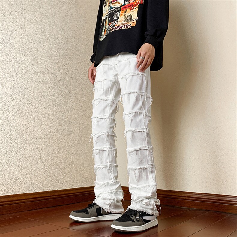 B221美式ins高街小众个性款修身弹力微喇牛仔裤LK23005-P70控98,男装牛仔裤,电商B221