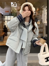 现货新款独特超好看短款羽绒服女款冬季立领面包服小个子羽绒外套，女装羽绒服，韩然一族