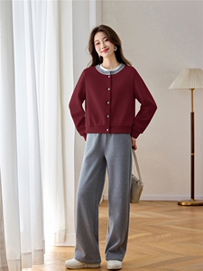 长裤常规通勤风B级长袖通用型纽扣开衫中等两件套图片