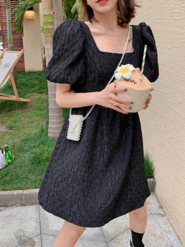 方领小钻连衣裙，女装连衣裙，晶晶