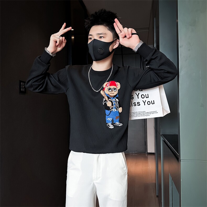 轻奢小熊卫衣男高级感潮流社会小伙店主风无帽外套301C-WY36-P58,女装短外套,星座301C（原B323）