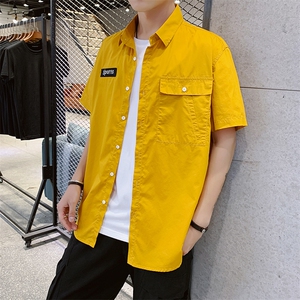 有报告男士休闲短袖夏季潮流青少年五分袖衬衫 DS420T图片