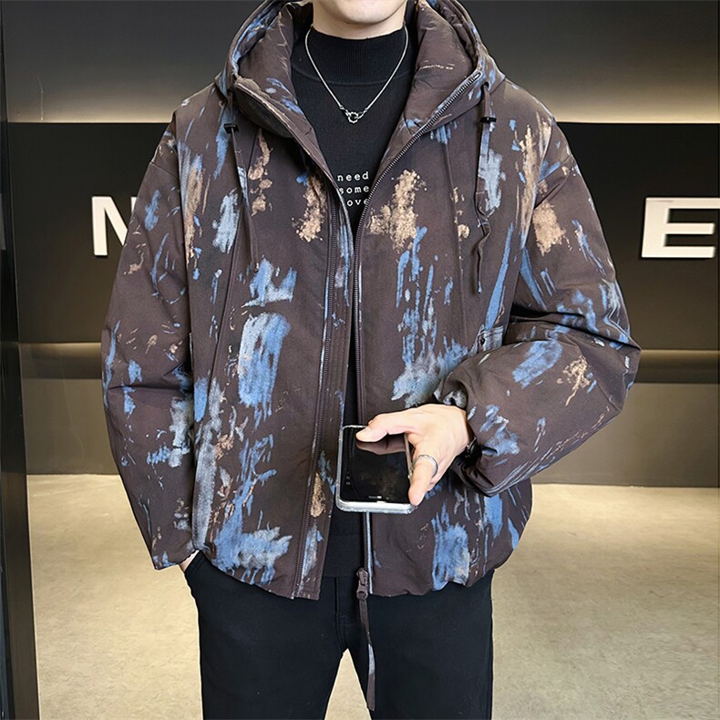 90新标2025冬季新款保暖时尚迷彩连帽鸭绒羽绒服男YR9136-P299,男装羽绒服,电商D342