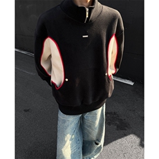 立领拉链拼接设计感卫衣男XH92-特p70，男装卫衣，电商B367