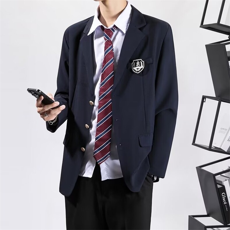 四件套班服领带衬衫长裤休闲西装套装2024秋冬ins外套W6113-P113,男装西服套装,星座412-2