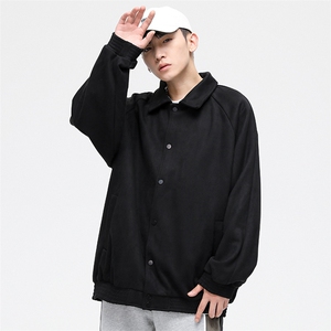 麂皮绒立领夹克男宽松落肩纯色上衣外套JK721-P70图片