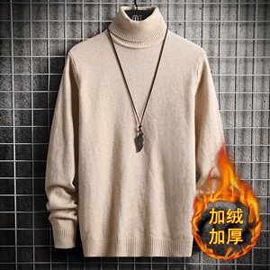 2021跑量款新男士毛衣加绒高领长袖针织杉4002-3M31加绒套头图片