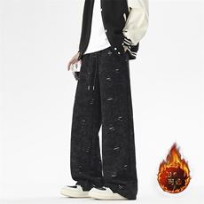 62%棉加绒加厚卫裤M-5XL保暖潮流裤扎染破洞设计JRX1350特批48，男装休闲裤，星座718