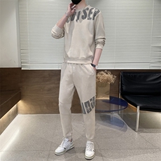 2025秋装新款青年休闲运动套装男士时尚圆领套头卫衣套装TZ13-P85，男装休闲套装，星座1210B