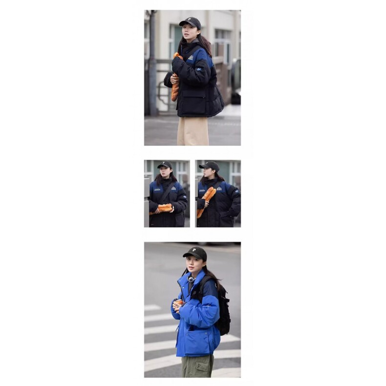 日系男女撞色拼接棉服秋冬季潮牌美式高街宽松加厚棉衣外套原宿,男装棉衣,星座506A