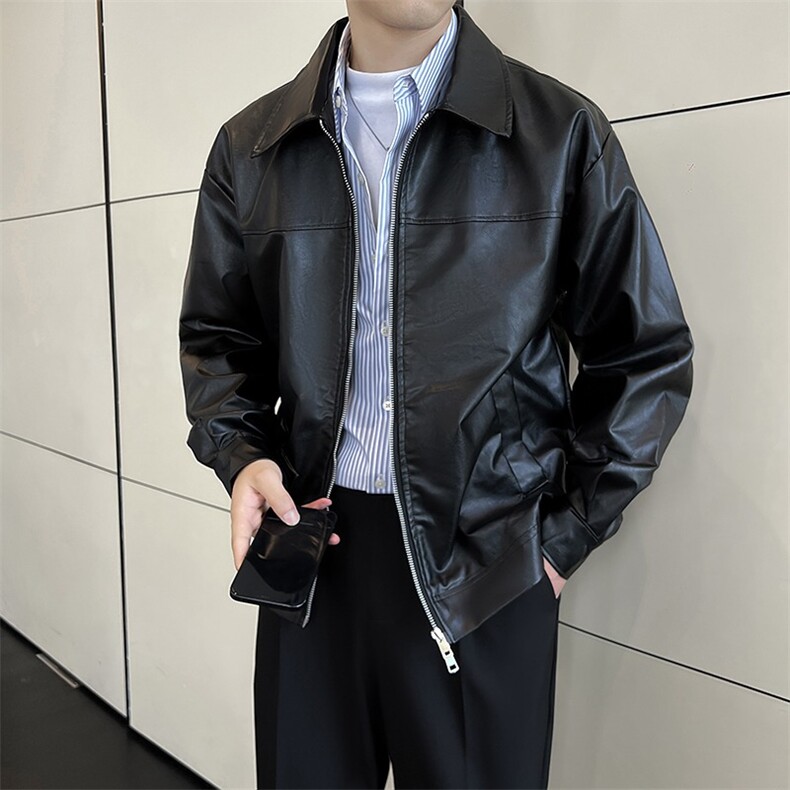 W634-P66Cleanfit痞帅高街风设计感Pu皮衣,男装皮衣,电商B323A
