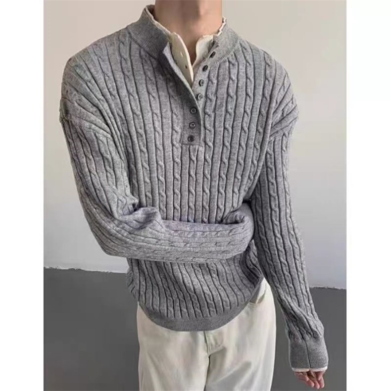 1303B-MY809-P68绞花亨利领假两件毛衣肌理针织衫原版品质网图,男装针织衫/毛衣,星座1303B-1