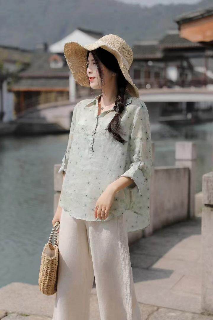纯苎连衣裙小衫裤子裙子衬衣 时尚风 风淑女风休闲风，女装连衣裙，川哲