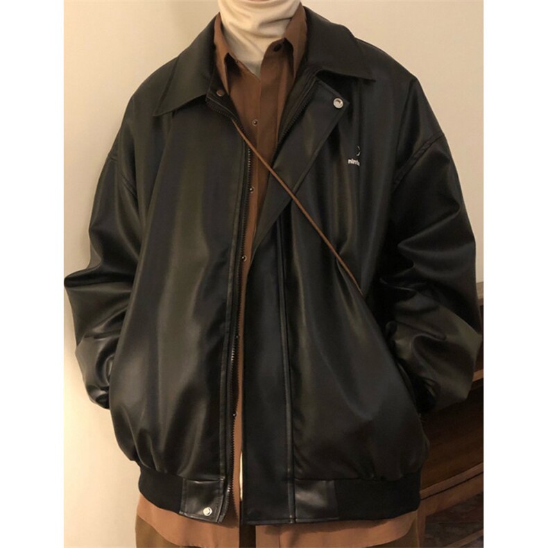 春季新款美式潮牌pu皮外套男bf机能风宽松街头痞帅夹克 JPU915图片