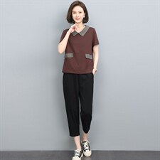 轻熟休闲套装女士夏季新款宽松大码减龄显瘦港味两件套，女装套装/套裙，涵誉