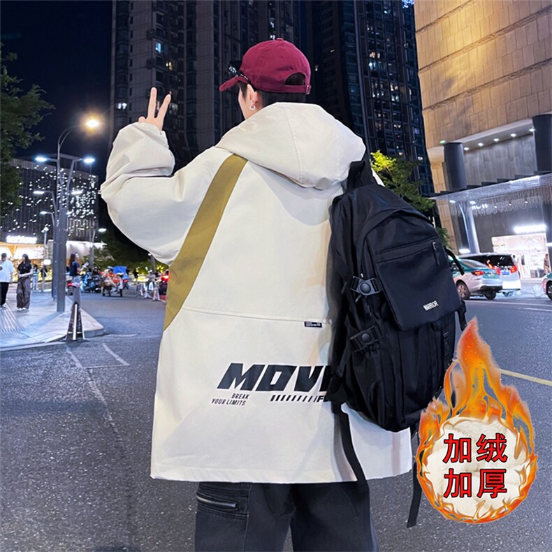 冬季新款加绒加厚外套青少年工装潮流韩版连帽夹克男XH6208A-P75,男装夹克,星座1206（原A206）