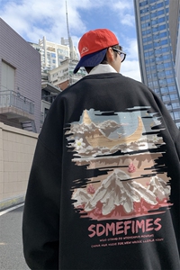 ！ 秋季重磅宽松大码港风水彩云印花圆领卫衣WY117-特p28图片