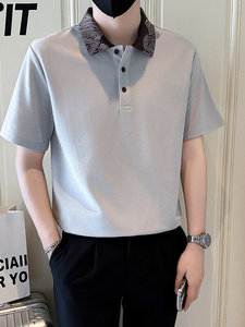 店主风社会小伙男士异色拼接翻领POLO衫男保罗衫301A-1/PL121/P58图片