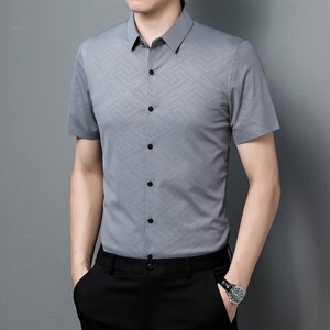 男士夏季短袖衬衫2023新款休闲商务衬衣男士上衣男装ZL1265-P60图片
