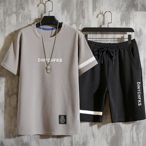 夏季新款男士工装短袖t恤韩版潮牌潮流ins帅气搭配一套装T725-P30图片